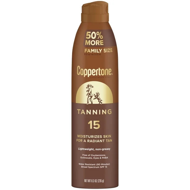 Coppertone Tanning Sunscreen Spray, SPF 15 Sunscreen, 8.3 Oz - Walmart.com | Walmart (US)