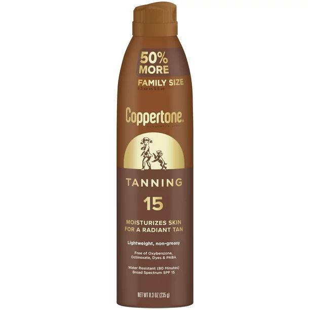 Coppertone Tanning Sunscreen Spray, SPF 15 Sunscreen, 8.3 Oz - Walmart.com | Walmart (US)