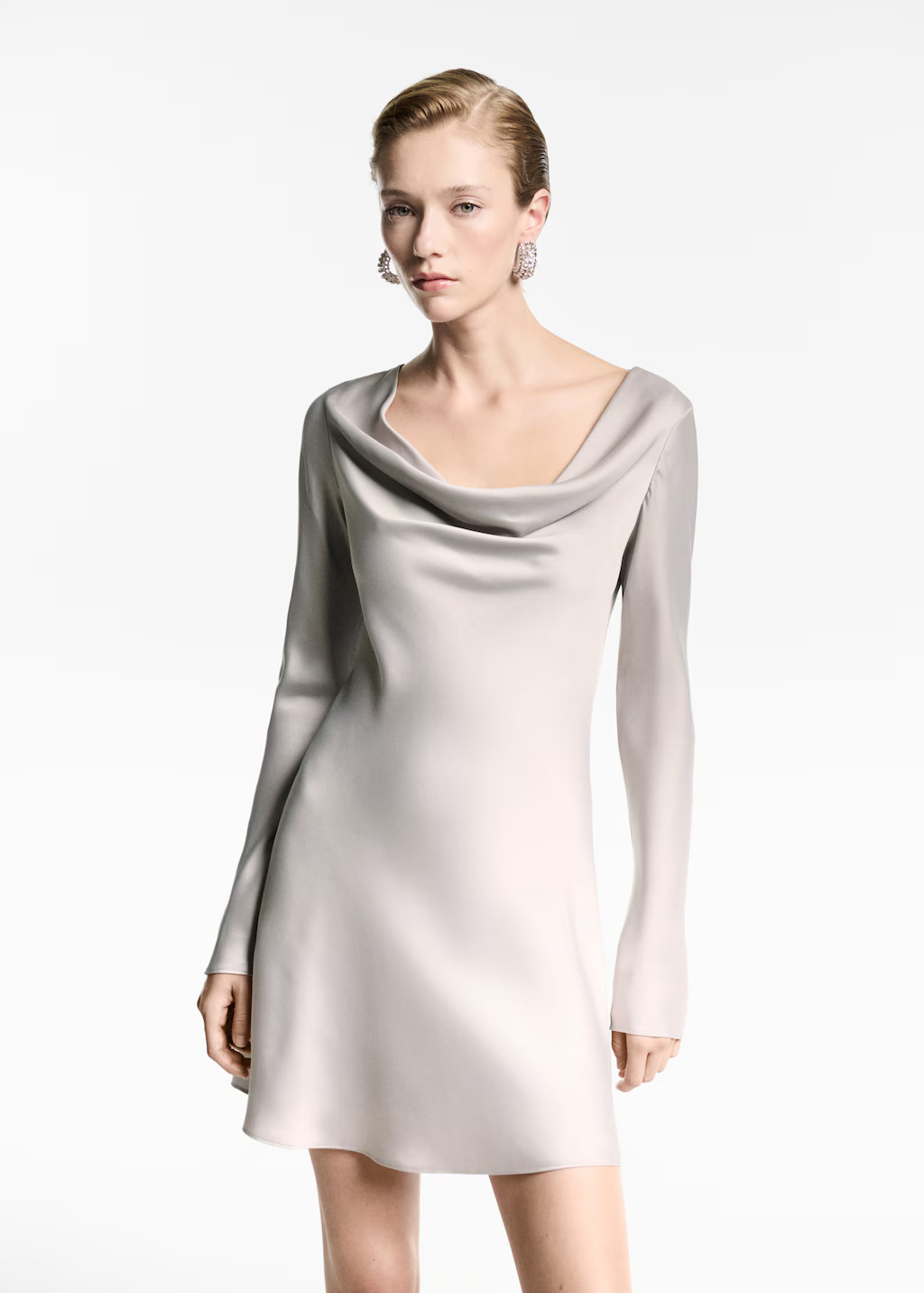 Draped neck satin dress - Women | MANGO USA | Mango (US/MX/AU)