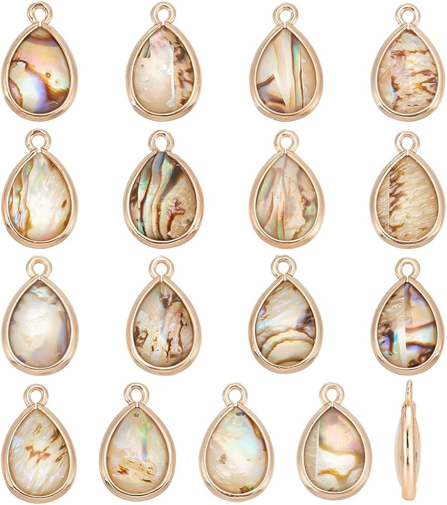 BENECREAT Abalone Shell Charms, Paua Shell Pendant Shell Charms for Jewelry Making | Amazon (US)