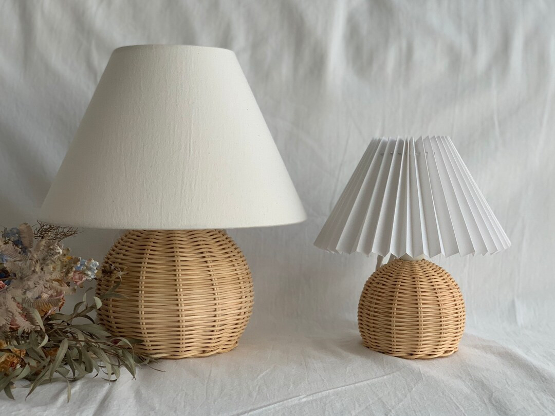 Small & Large Bundle Rattan Lamp, Small Pleat, Large Woven Light Shade, Wicker Table Lamp, Hand W... | Etsy (US)