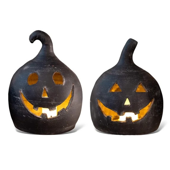 SET OF TWO BLACK CLAY JACK-O-LANTERNS | Walmart (US)