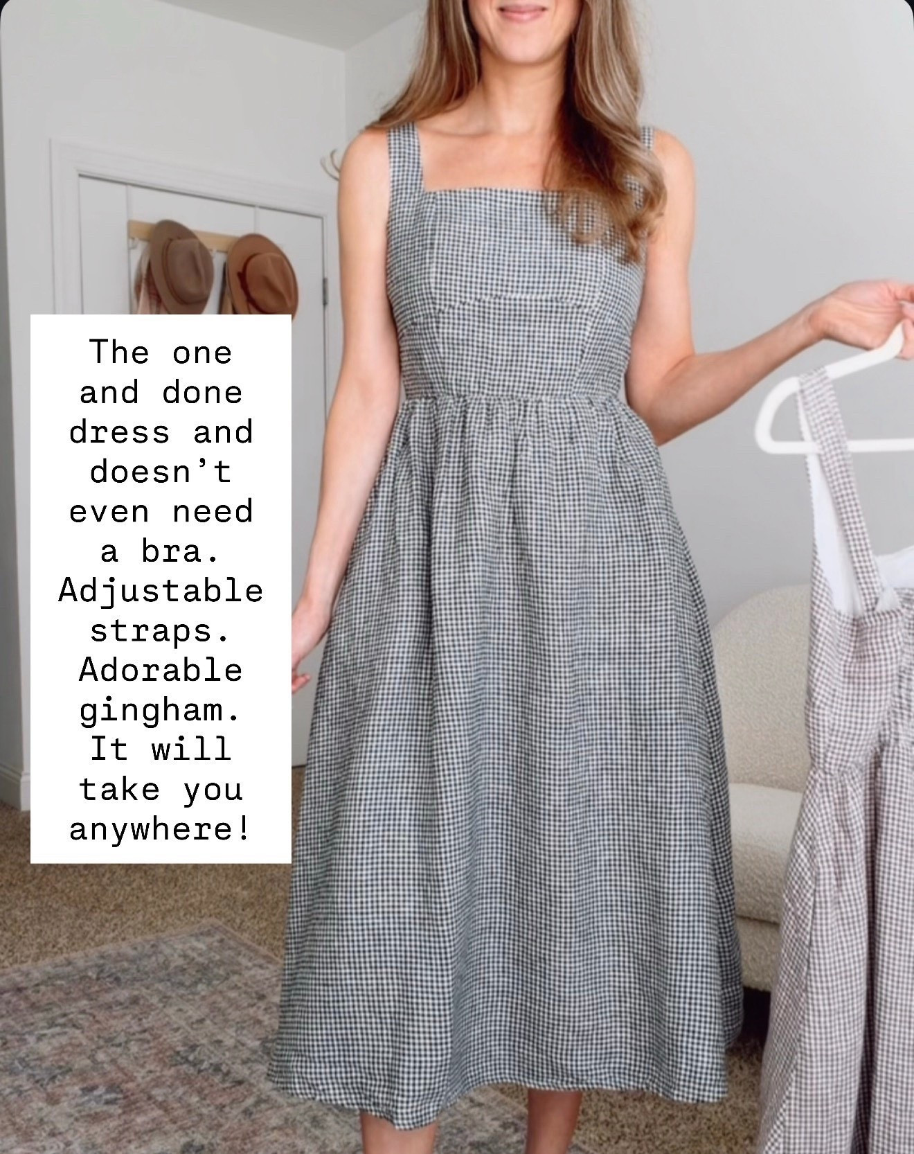 I keep reaching for this because it's actually flattering and doesn't require a bra.

gingham dress, spring dress, midi dress, adjustable strap dress, cottage core dress, picnic outfit, brunch dress, casual summer dress, feminine dress, vintage inspired dress, comfortable dress, easy spring outfit, date night dress, garden party dress, preppy style dress

#LTKSeasonal #LTKMothersDay #LTKOver40