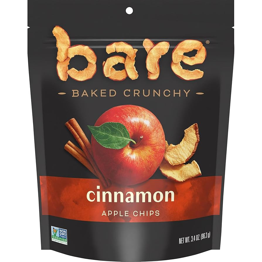 Bare Baked Crunchy Apple Chips, Cinnamon Apple, Gluten Free, 3.4 oz Bag | Amazon (US)