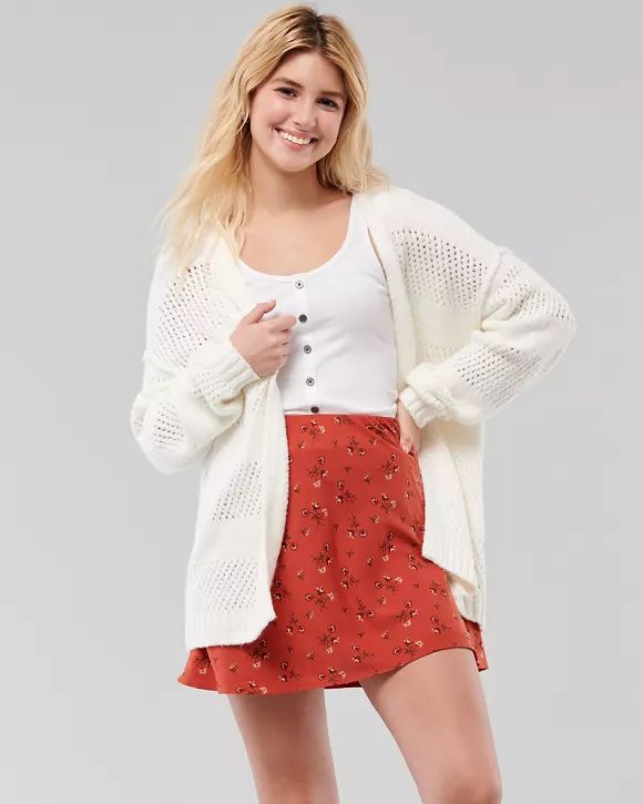 Slouchy Open-Stitch Cardigan | Hollister UK