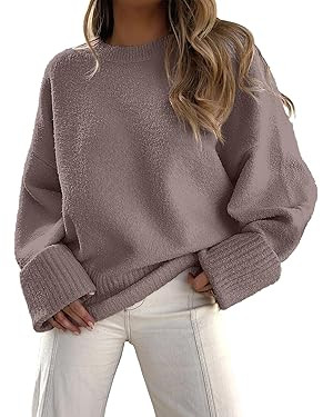 ANRABESS Women's Oversized Sweaters 2025 Long Sleeve Fuzzy Knit Casual Chunky Pullover Sweater Fa... | Amazon (US)