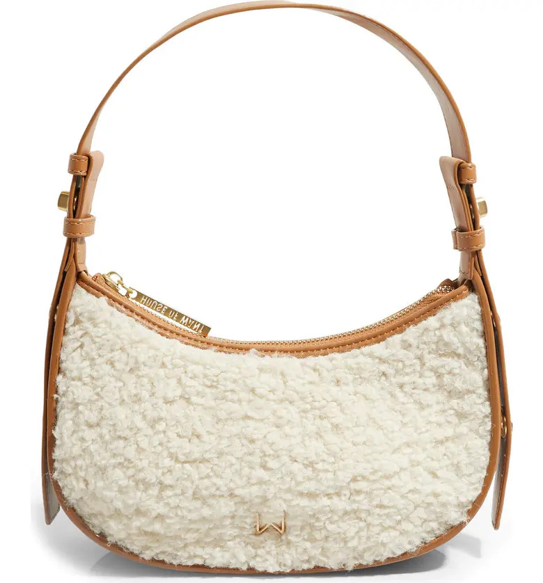 We Are Confident Faux Shearling & Vegan Leather Shoulder Bag | Nordstrom