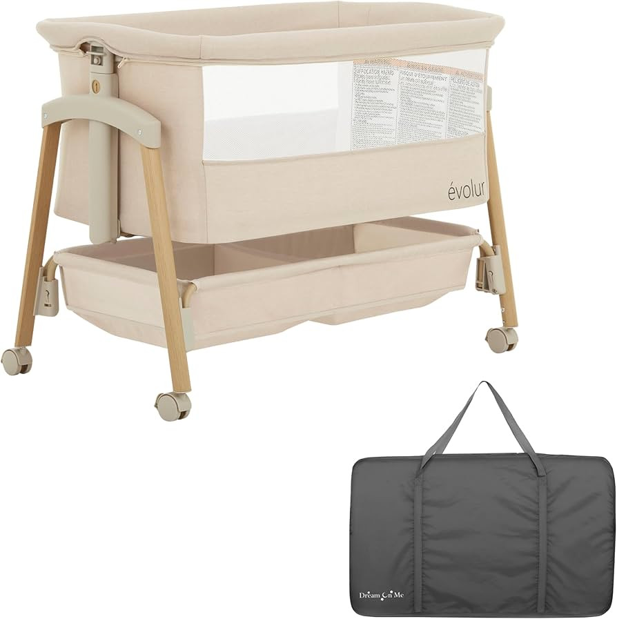 évolur Lullaby Portable Bassinet with Wheels, Adjustable Bedside Sleeper, Breathable Mesh Sides,... | Amazon (US)