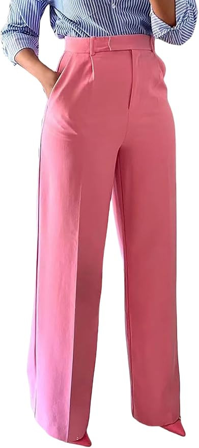 Famnbro Womens Dress Pants Slacks High Waisted Wide Leg Yoga Business Work Pants Trousers | Amazon (US)