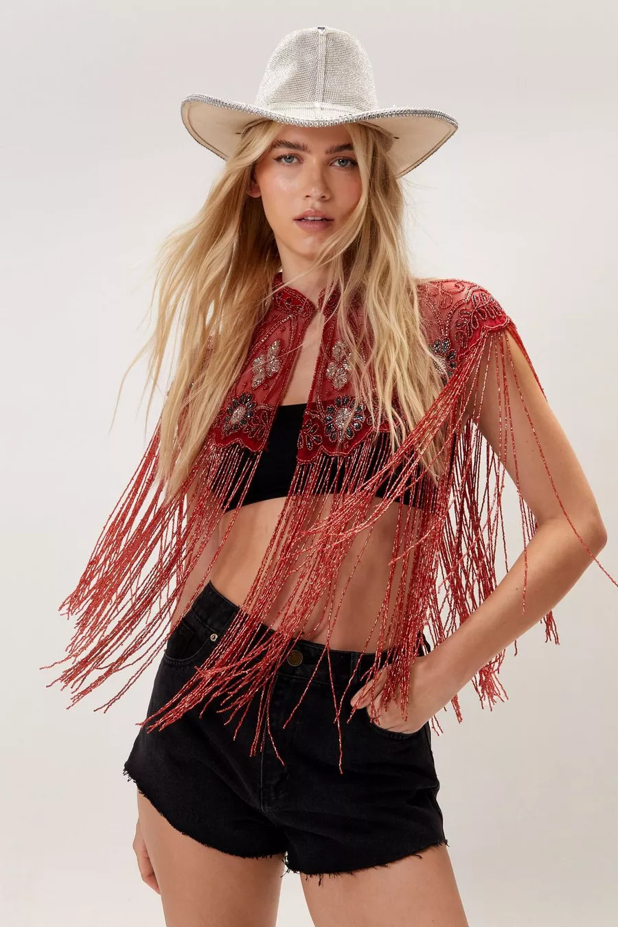 Floral Embellished Beaded Tassel Cape | Nasty Gal US