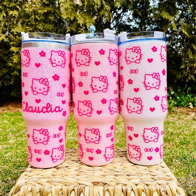 Kitty 40oz Quencher Stainless Tumbler / Valentines Day Kawaii Kitty Tumbler/ Anime Quencher/ Pink... | Etsy (CAD)