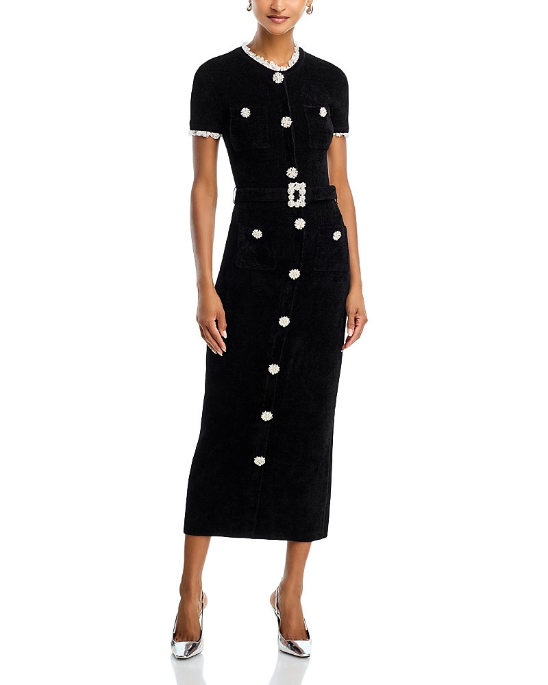 Self-Portrait Black Chenille Knit Midi Dress | Bloomingdale's (US)
