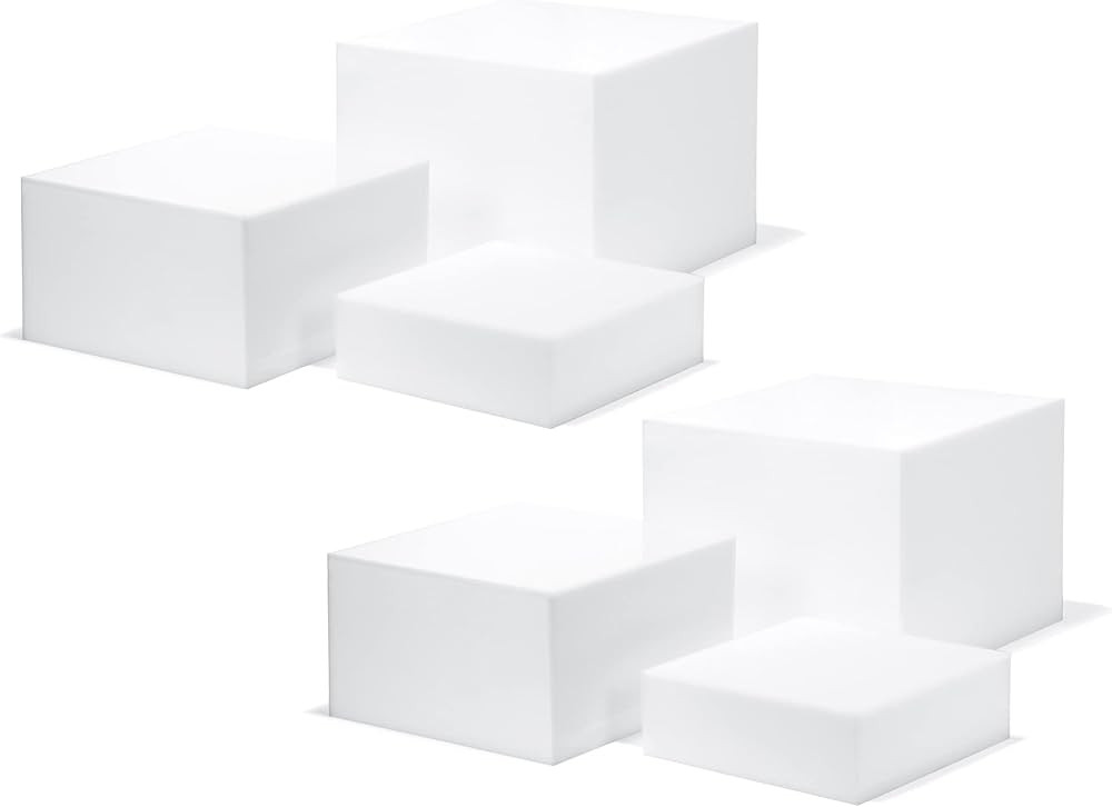 2 Sets of 3 Glossy White Acrylic Cube Display Nesting Risers with Hollow Bottoms | Amazon (US)