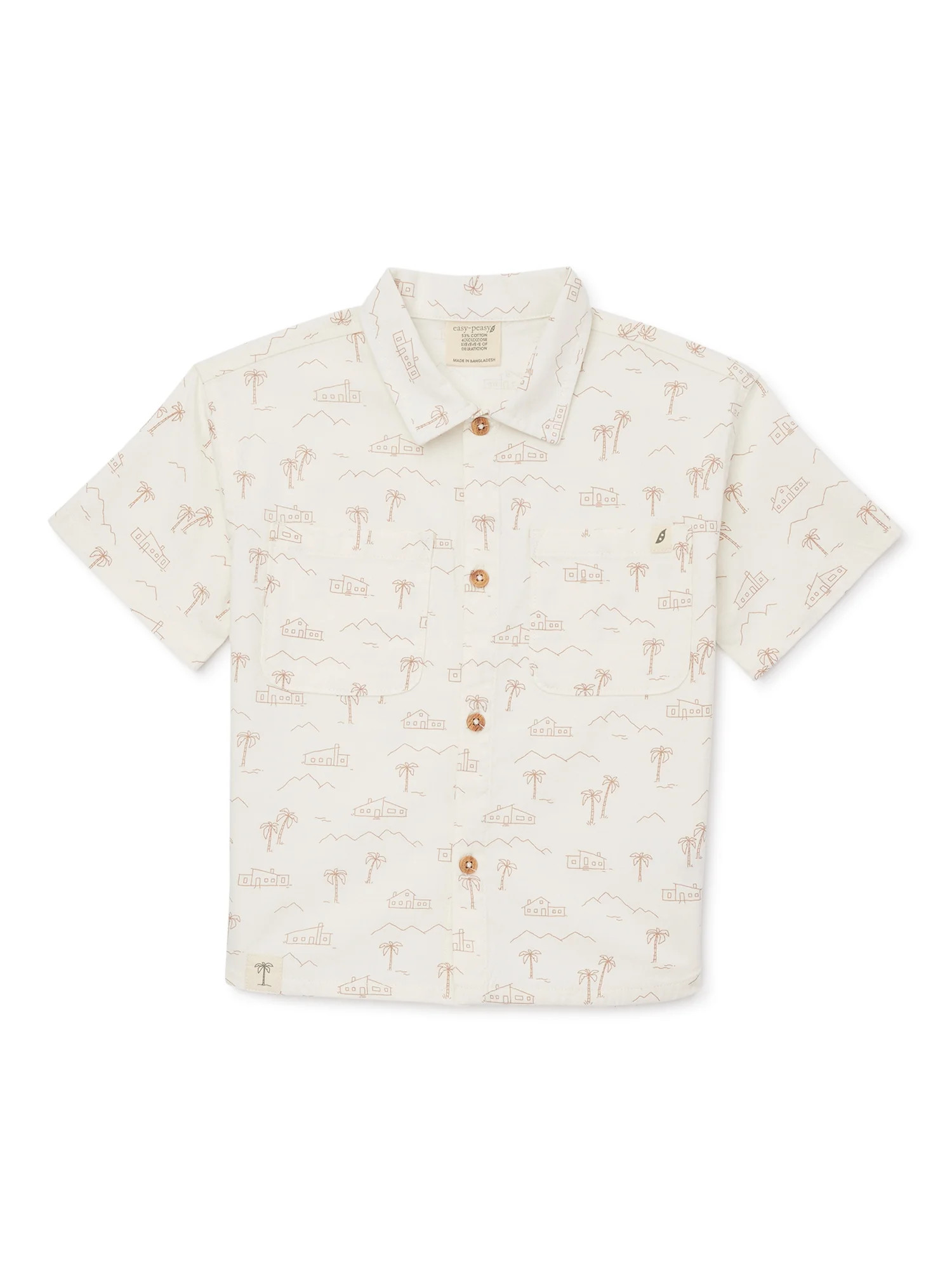 easy-peasy Baby and Toddler Boys Short Sleeve Print Camp Shirt, Sizes 12M-5T | Walmart (US)