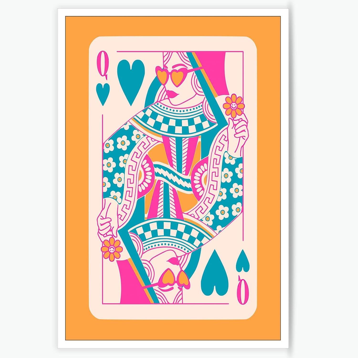 Oulores Green Queen of Hearts Canvas Wall Art Trendy Dopamine Colorful Poker Posters Retro Preppy... | Amazon (US)