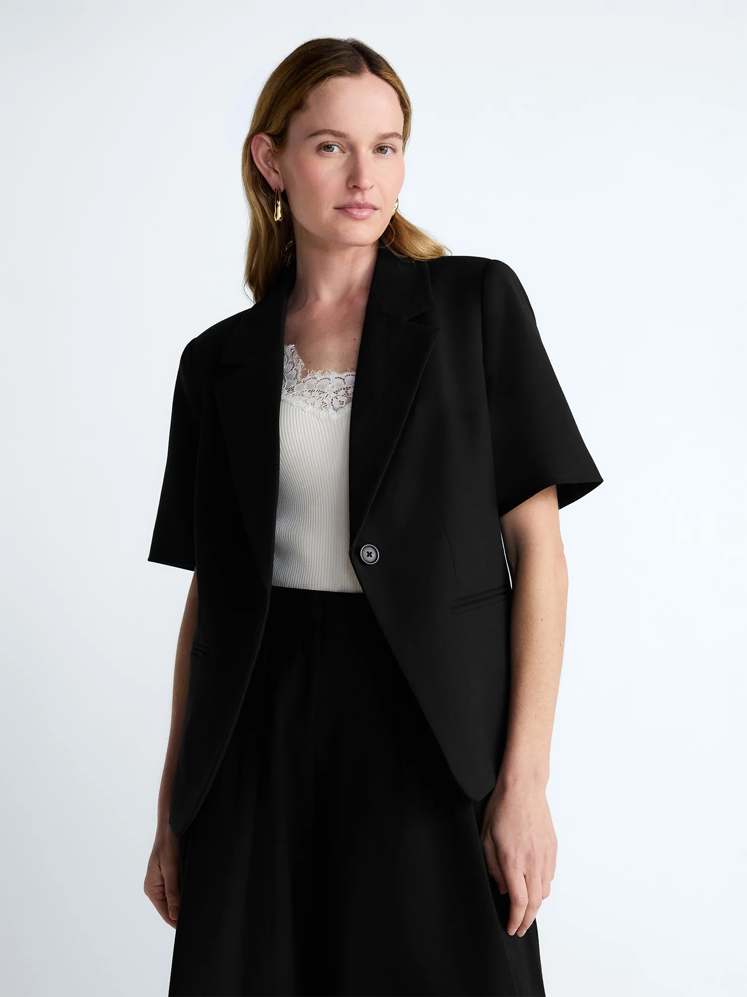 Scoop Women's and Women's Plus Short Sleeve Boxy Blazer, Sizes XS-4X | Walmart (US)