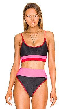BEACH RIOT Eva Bikini Top in Lipstick Colorblock from Revolve.com | Revolve Clothing (Global)