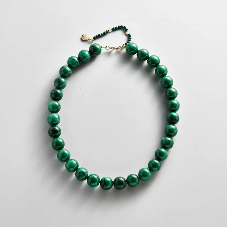 Mini Jane Beaded Necklace - Malachite | BaubleBar