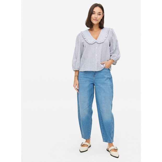 Mid Denim Barrel Leg Jeans 10L | Tu Clothing