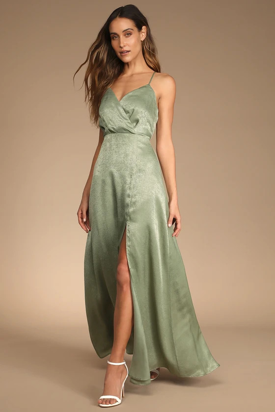 Constantine Dusty Sage Satin Maxi Dress | Lulus (US)