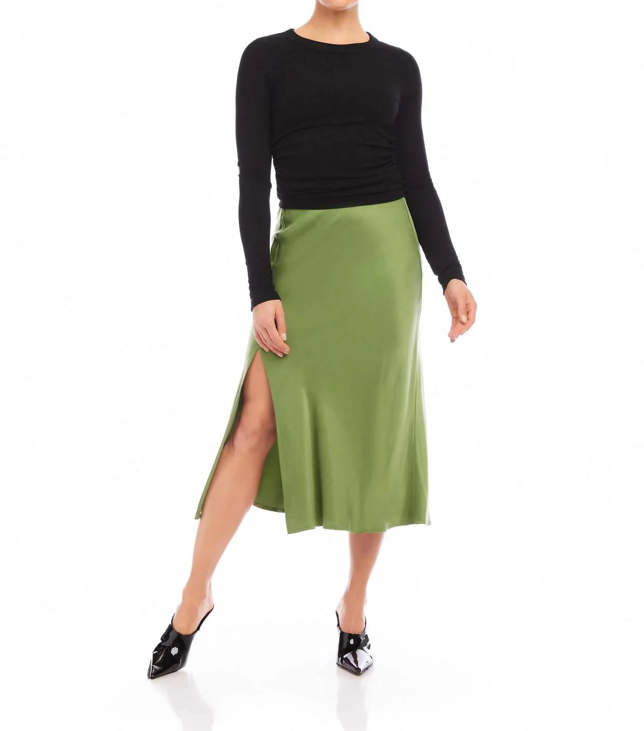 Brielle Midi Skirt In Green | Shop Simon