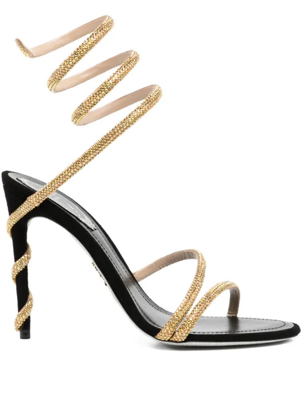 Ren\u00e9 Caovilla Sandalen Im Spiraldesign Mit Kristallen 110mm | Schwarz | FARFETCH | Farfetch Global