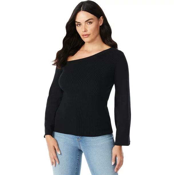 Sofia Jeans by Sofia Vergara Women's One-Shoulder Pullover Sweater | Walmart (US)