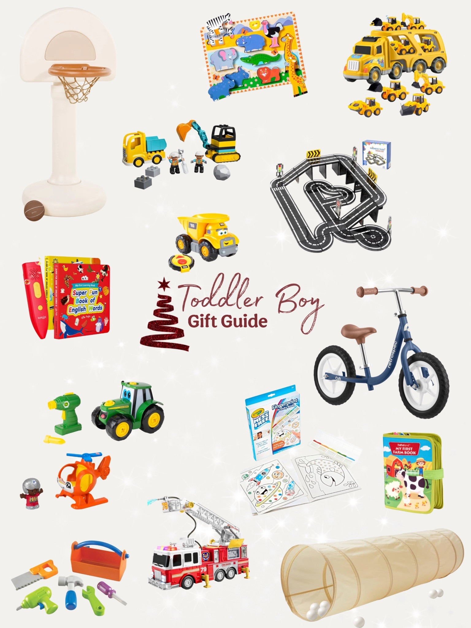 Toddler boy gift guide
1 year old / 2 3 4 5 year old boy girl construction Lego magna tiles balance bike basketball hoop puzzle tunnel best gifts 

#LTKGiftGuide #LTKBaby #LTKKids