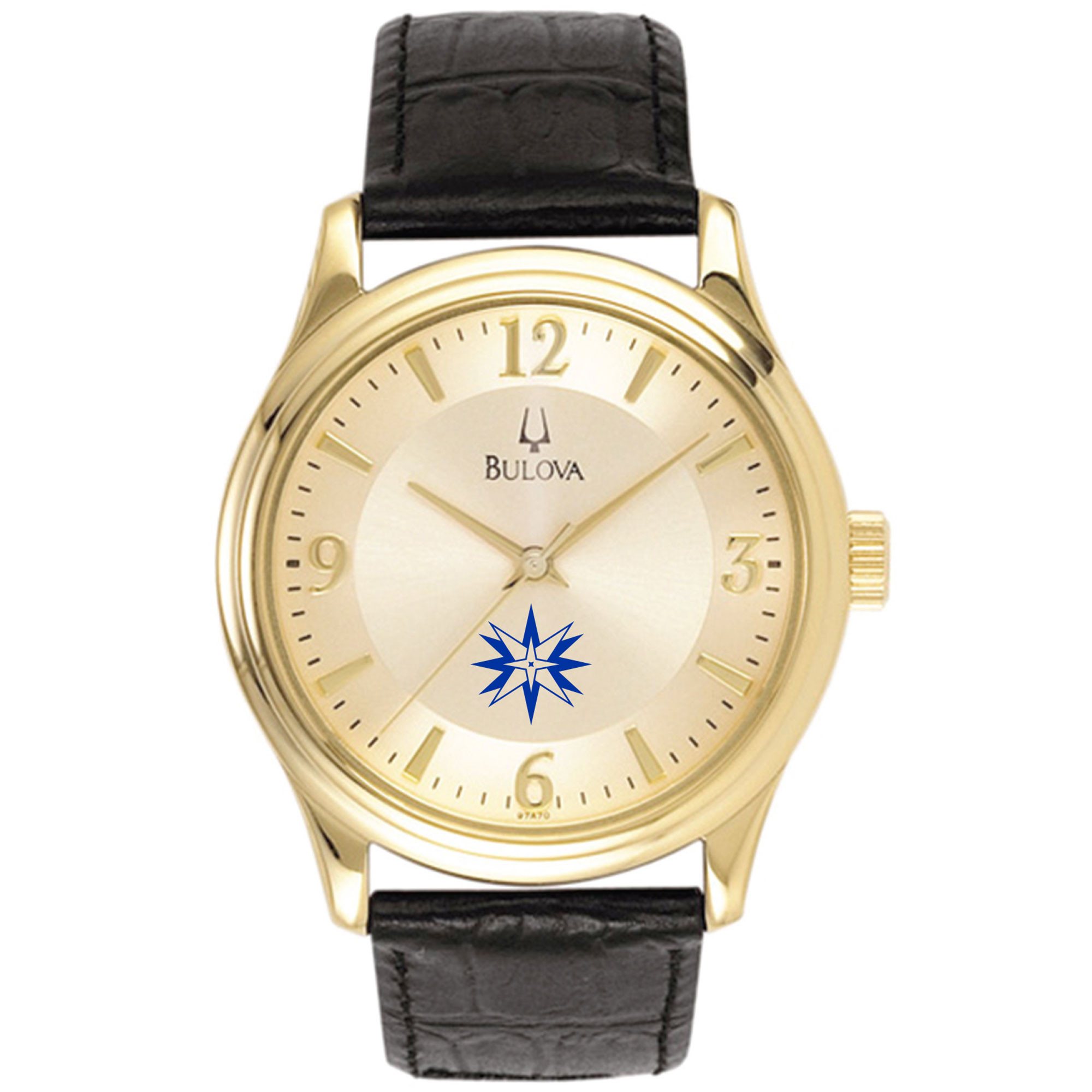 Men's Bulova  Gold/Black Moravian Greyhounds Stainless Steel Watch with Leather Band | Fanatics