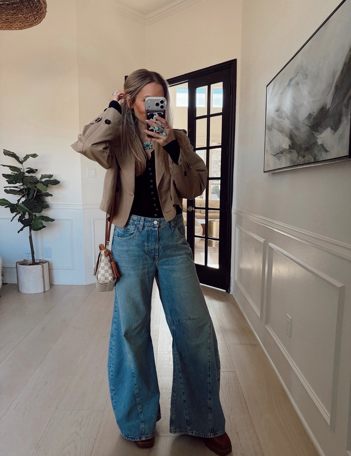 🤍 I cannot get over these pants— a fun and unique twist in flare + barrel jeans. 👖 size 27/ my tts 

I have loved this top from FP I bought it in several colors. Size s / tts 

#LTKdayinmylife #LTKgrwm #LTKmomlife