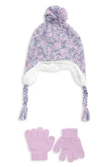 Capelli New York Space Dyed Earflap Hat & Gloves Set in Navy Multi at Nordstrom Rack, Size M/l (12-14) | Nordstrom Rack