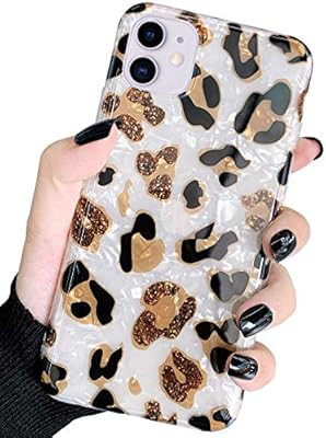 J.west Case for Apple iPhone 11 6.1 inch, Luxury Sparkle Bling Translucent Leopard Print Soft Sil... | Amazon (US)