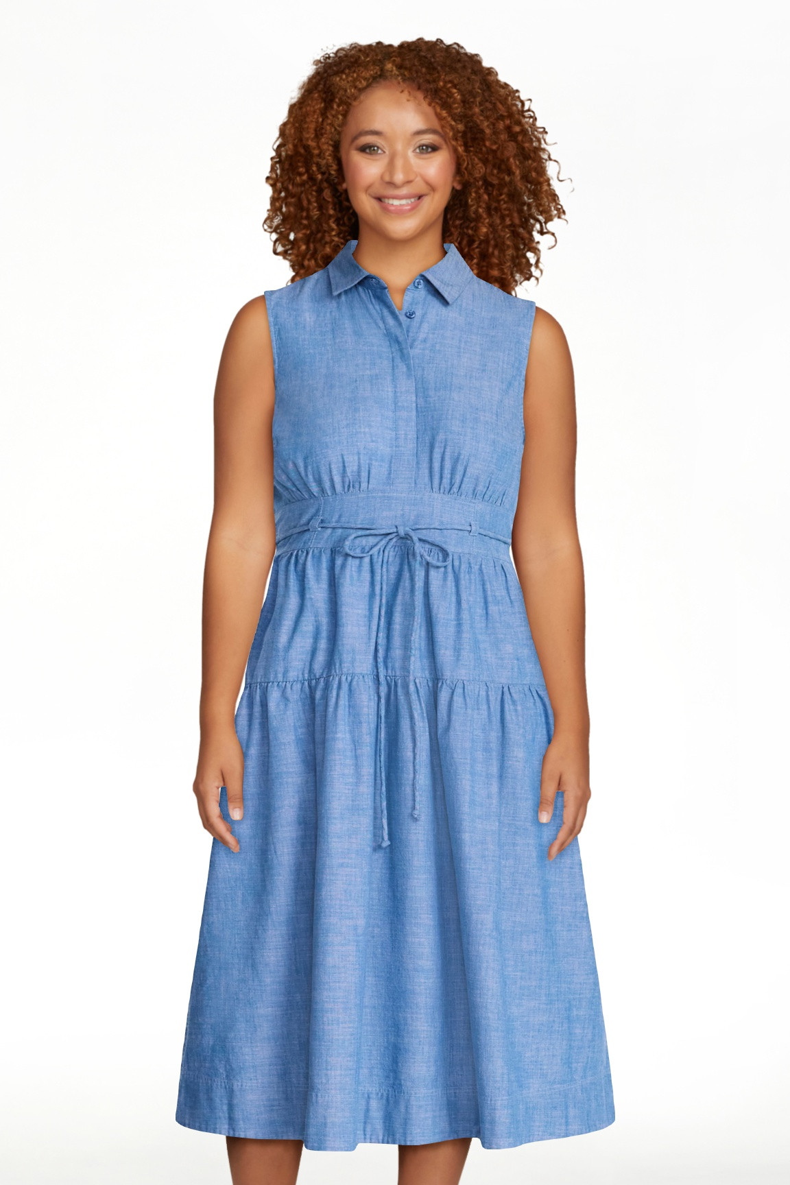Free Assembly Women's and Women's Plus Sleeveless Cotton Maxi Shirtdress with Belt, Sizes XS-4X | Walmart (US)