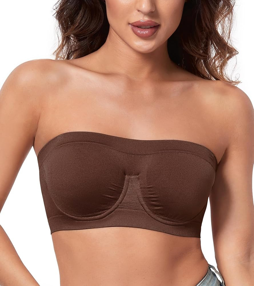 HACI Women's Non Padded Strapless Bra Underwire Bandeau Seamless Multiway Supportive Tube Top | Amazon (US)