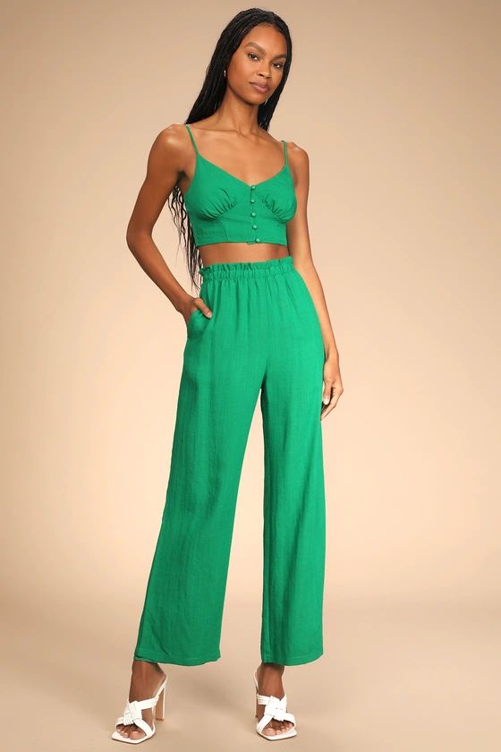 Sensational Summer Green Wide-Leg Two-Piece Jumpsuit | Lulus (US)