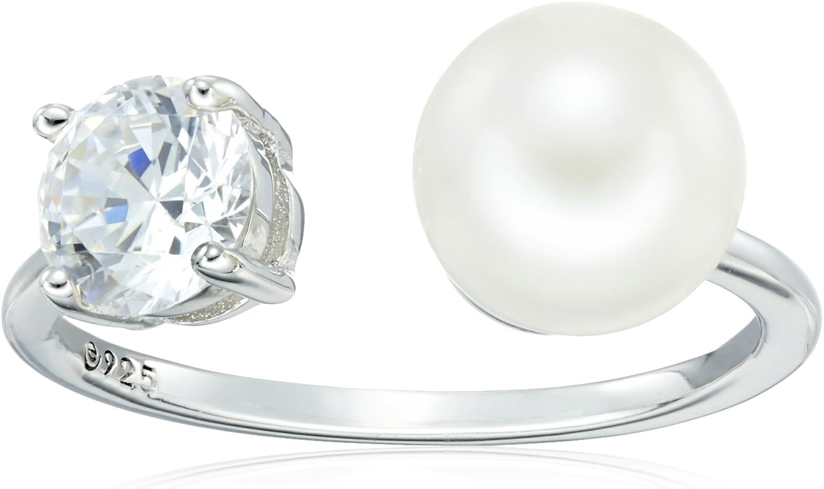 Amazon Essentials Platinum Plated Sterling Silver Infinite Elements Cubic Zirconia Freshwater Pea... | Amazon (US)