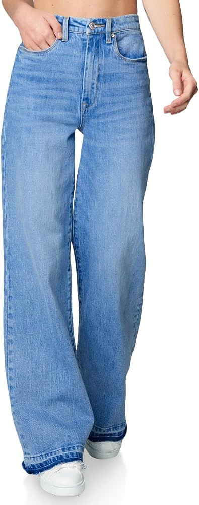 PLNOTME Womens Wide Leg Jeans High Waisted Boyfriend Baggy Trendy Mom Denim Pants with Pockets | Amazon (US)