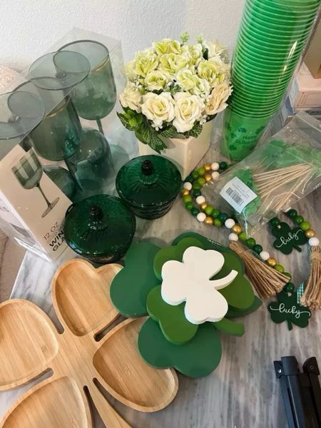 St Patrick’s day decor, Love adding holiday specific decor to my home! These little pieces from Amazon and small touches that bring out some big festive feelings. Home decor, holiday, st. Patrick’s Day, wine glasses, florals, party decor, amazon finds, affordable decorations, green wine glasses, green decor

#LTKSeasonal #LTKparties #LTKhome