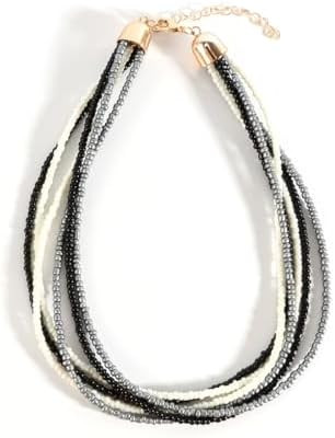 Colorful Multi-layered Seed Beaded Necklace Choker For Women Bohemian Handmade Crystal Stone Gems... | Amazon (US)