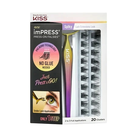 KISS imPRESS Press-On Falsies Eyelash Clusters Kit Spiky Black 20 Clusters | Walmart (US)
