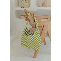 Checkered Crochet Shoulder Bag | Etsy (US)