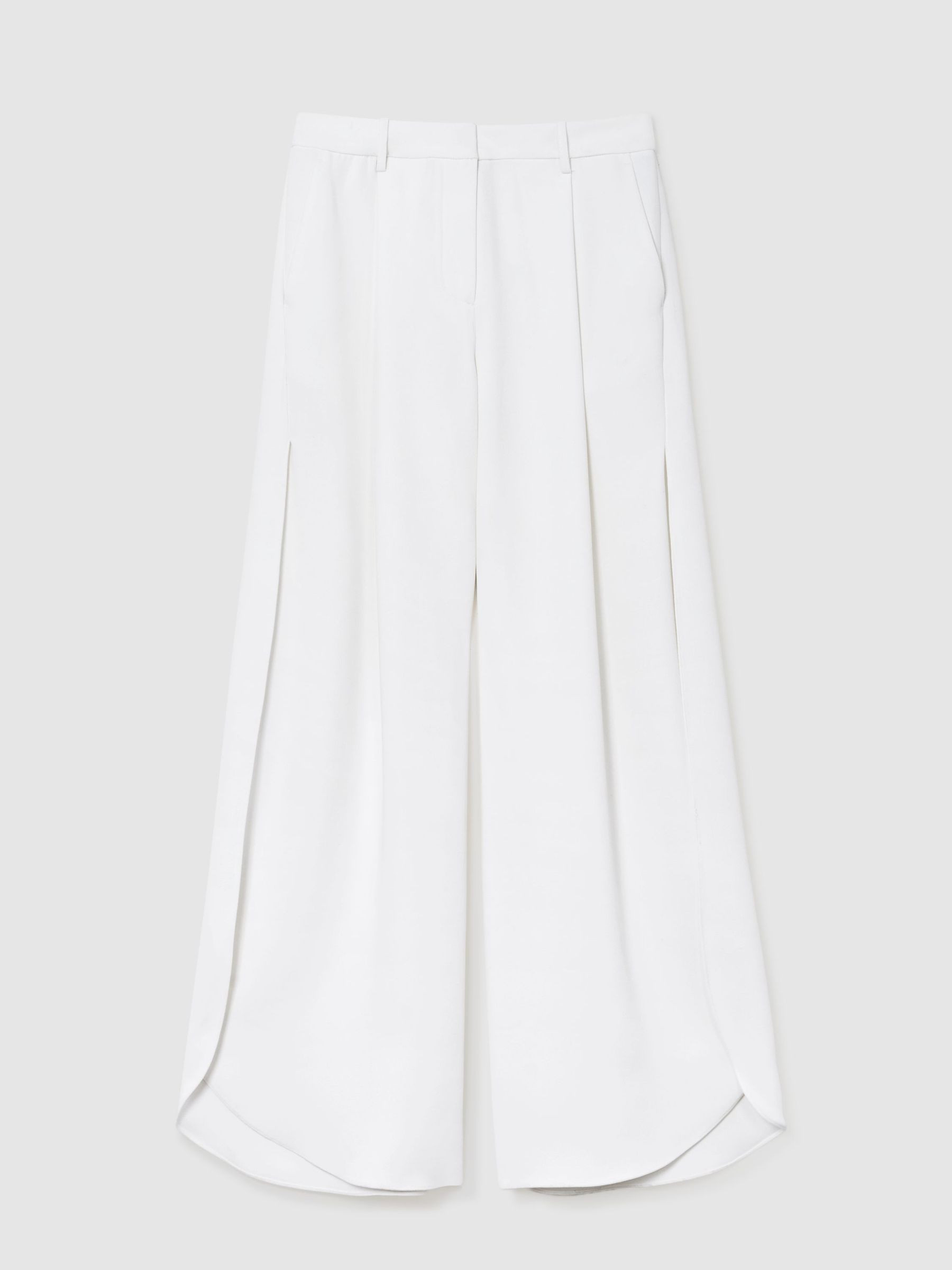 Reiss Petite Side-Split Wide-Leg Trousers in White - REISS | Reiss UK