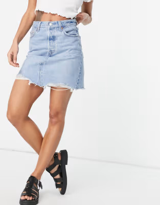 Levi's high waist denim skirt in light wash | ASOS (Global)