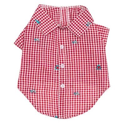 The Worthy Dog Chomp Embroidered Shark Gingham Check Button Up Look Pet Shirt | Target