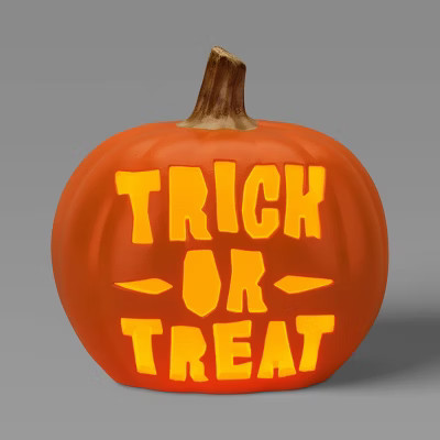 16.5" Lit Pumpkin Trick or Treat Halloween Decorative Prop with Timer - Hyde and EEK! Boutique™ | Target