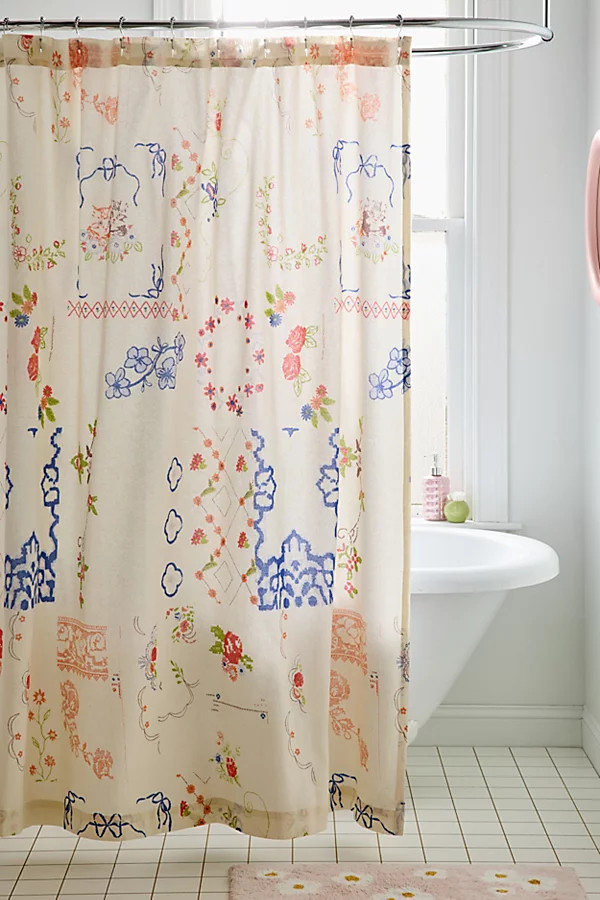 Irene Hanky Patterned Shower Curtain | Urban Outfitters (US and RoW)