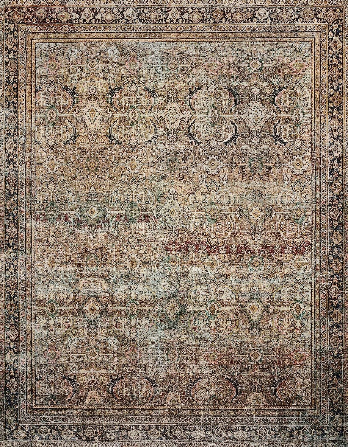 Loloi LAYLA Collection, LAY-03, Olive / Charcoal, 7'-6" x 9'-6", .13" Thick, Area Rug, Soft, Dura... | Amazon (US)