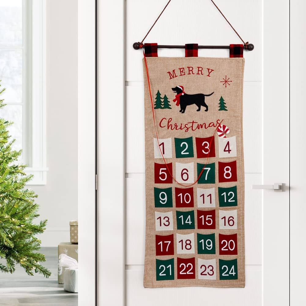S-DEAL Burlap Christmas Advent Calendar 2023 Countdown to Christmas Cloth Wall Hanging with 24 Po... | Amazon (US)