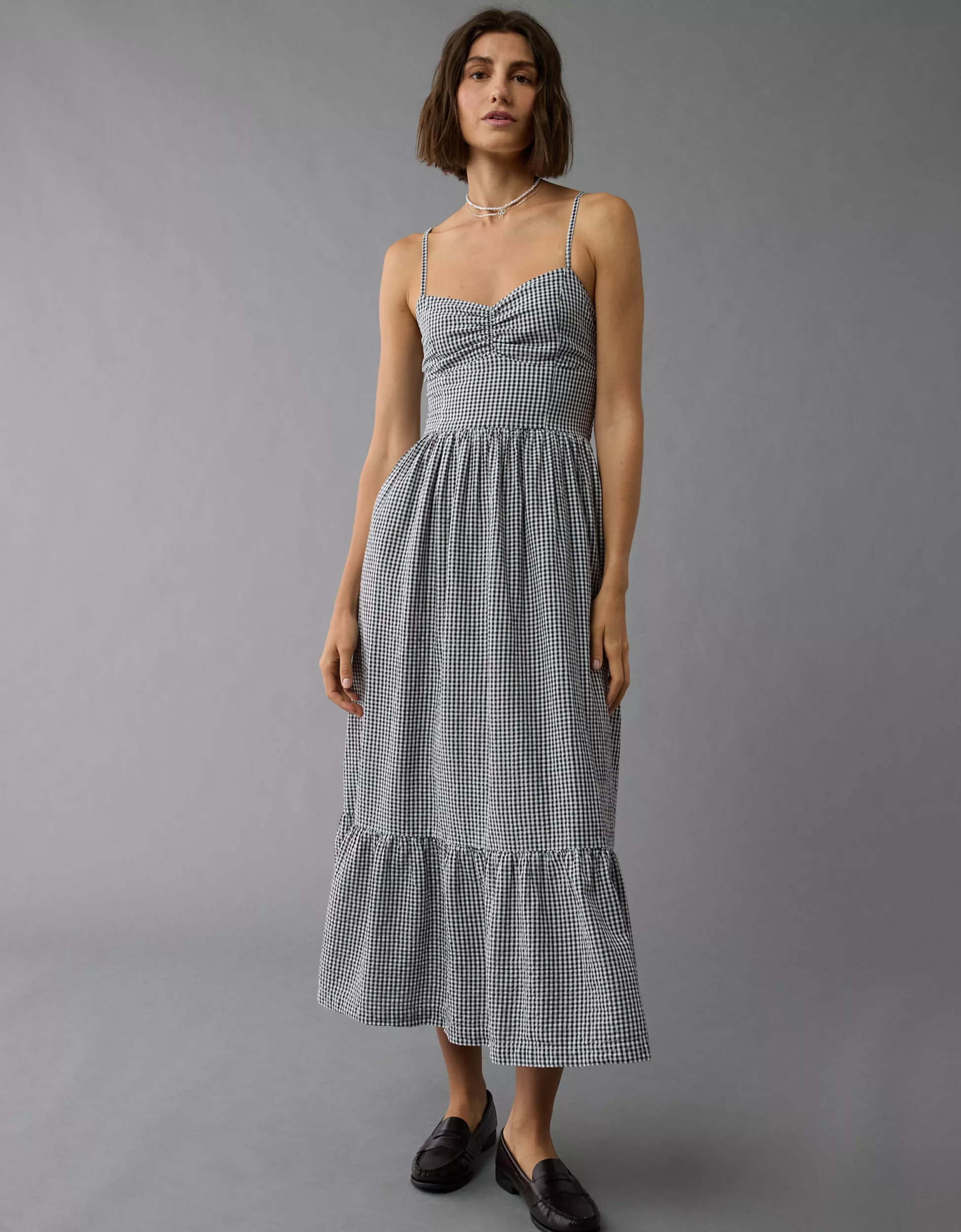 AE Sweetheart Gingham Midi Dress | American Eagle Outfitters (US & CA)