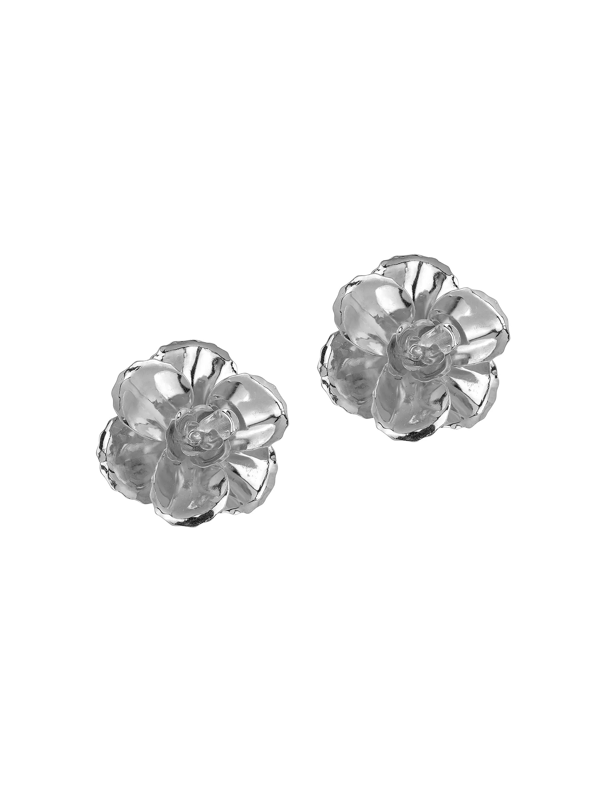 Gladiolus Rhodium-Plated Flower Stud Earrings | Saks Fifth Avenue